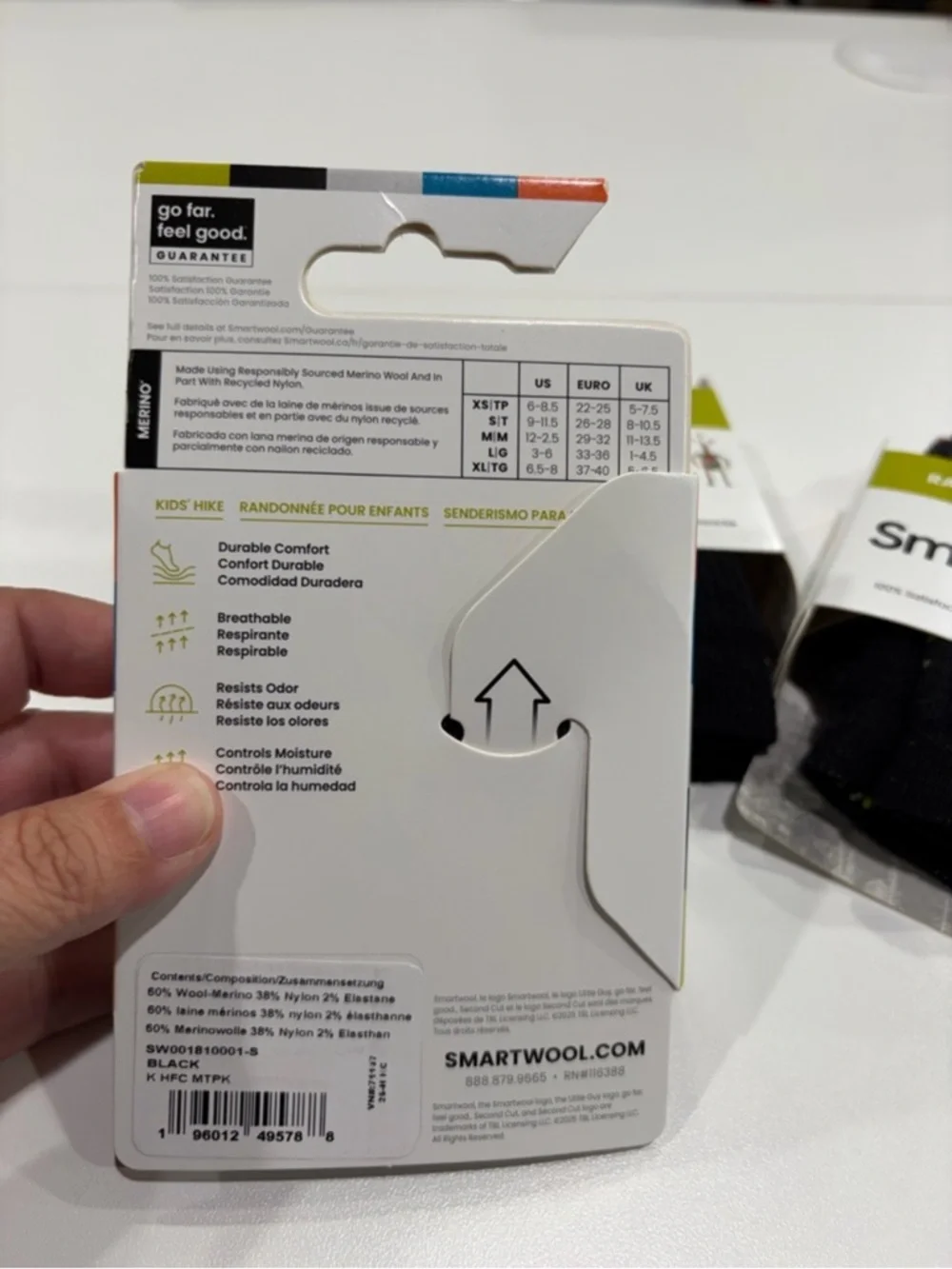 SmartWool Kids Small Light Cushion Hiking Socks 3-Pack Crew Black NWT